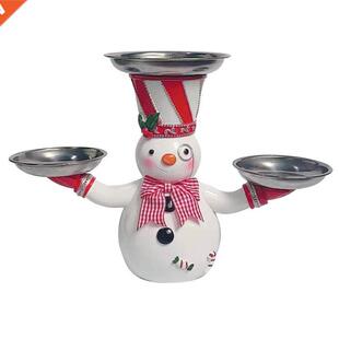 Christmas Snowman Treats Holder Three Plates Snack Cupcake D
