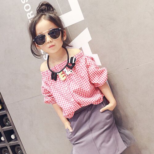 New Fashion  Blouses Shirts Children Clothing Summer Pla