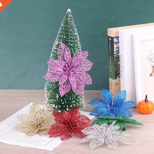 10PCS Artificial Flowers Plaic Glitter Flowers Chrimas T