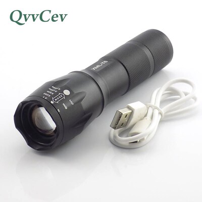Portable R5-T6 USB Charger LED Torch Flashlight Aluminum Bui