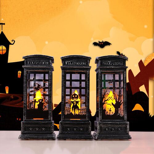 Halloween Phone Booth Wind Lamp LED Electronic Candle Lanter