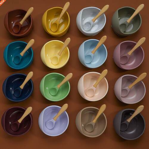 22colors!!1set Silicone Baby Feeding Bowl Set Baby Learning