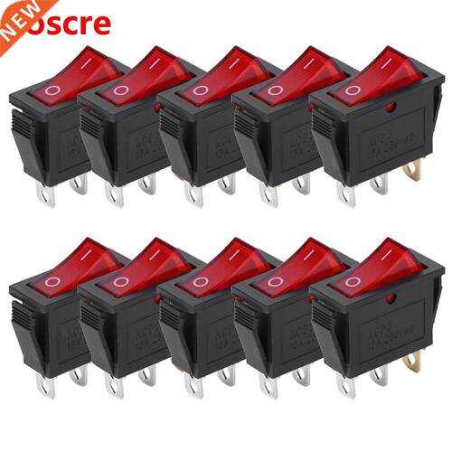 10PCs KCD3 3-Pin 15A 250VAC Switch Rocker On/Off 2-Position