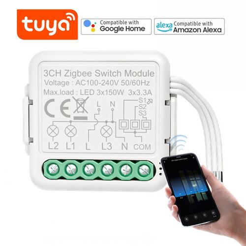 Zigbee Smart Switch Module 3-Way APP Remote Control Voice Co