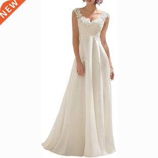 Beach Wedding Dresses White/Lvory Chiffon Lace Appliques Bri