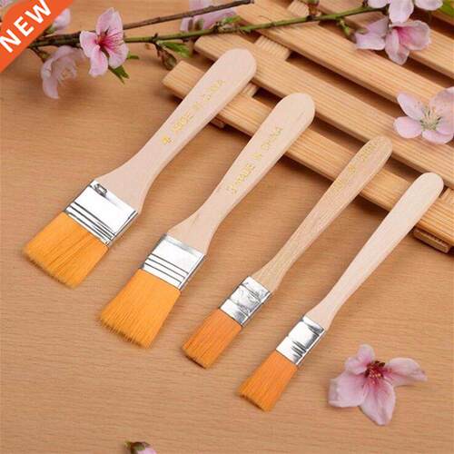 4Pcs Painting Brushes Wooden Handle Nylon Hair Acrylic Oil P
