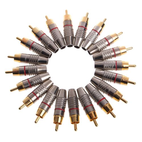 20 Pcs RCA Plug Audio Video Locking Cable Connector Gold Pla