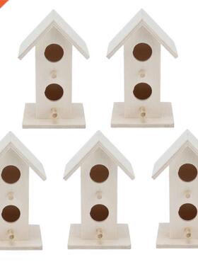 5X Wood Birdhouse Garden Weatherproof Nesting Bird Cage For