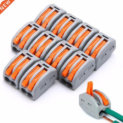 10pcs/lot PCT-212 Spring Lever Push Fit Reuseable 2 Wire Con