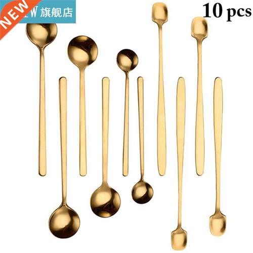 10Pcs Coffee Spoon Stainless Steel Long Handle Tea S