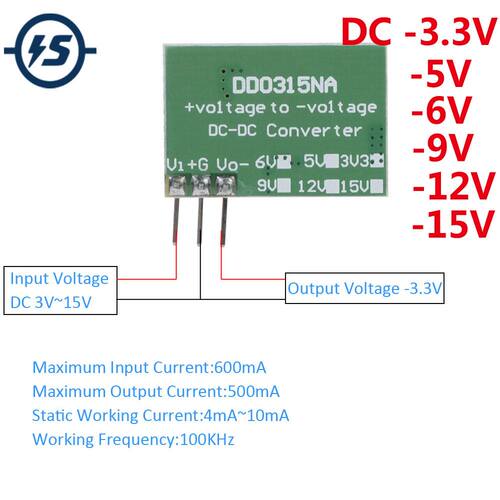 Buck-Boost Module 3-15V To Negative Voltage -3.3V -5V -6V -9