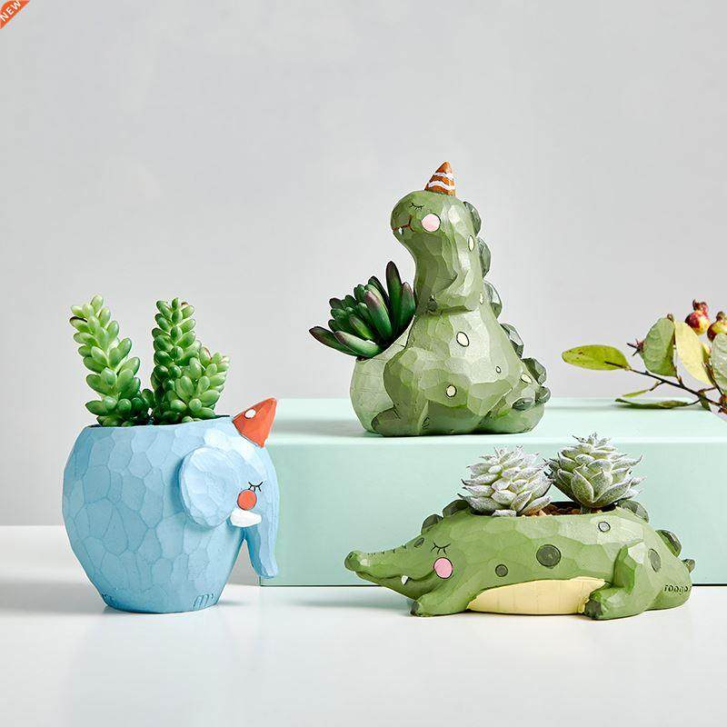 Cute Animals Flower Pots for Succulents Plants Dinosaur Elep - 实物图