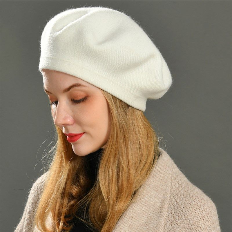 winter vogue beret hat for women flat cafemale knitted