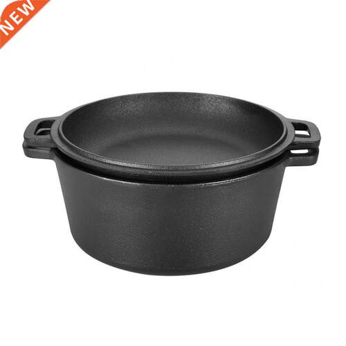 Cooking Pots 2 in 1 Seasoned Cast Iron Double Dutch Oven Com