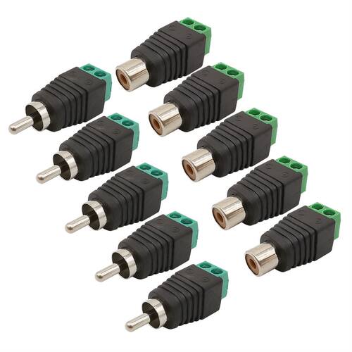 10Pcs RCA Plug/Jack Terminal Block Adapter RCA Male & RC