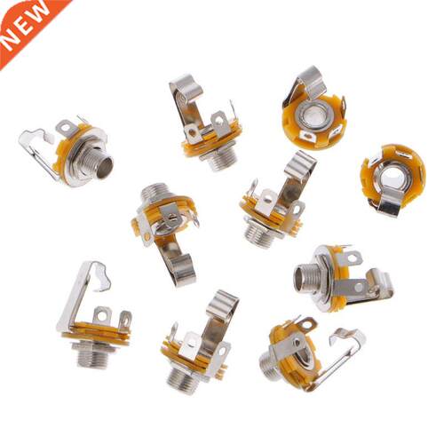 10 Pcs 1/4 Inch 6.35mm Stereo Socket Jack Female Connector P