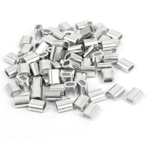 2mm Aluminum Double Hole Wire Rope Clamp Clip Sleeve 80 Pcs