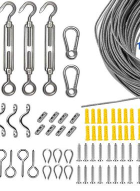 79Pcs Heavy Duty Stainless Steel Wire Rope Kit Turnbuckle Wi