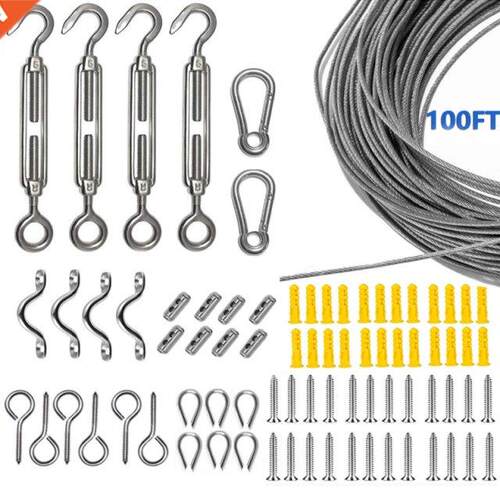79Pcs Heavy Duty Stainless Steel Wire Rope Kit Turnbuckle Wi