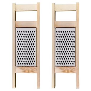 Stainless Steel Handheld Cheese Grater with Wooden Handle Mu