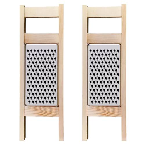 Stainless Steel Handheld Cheese Grater with Wooden Handle Mu