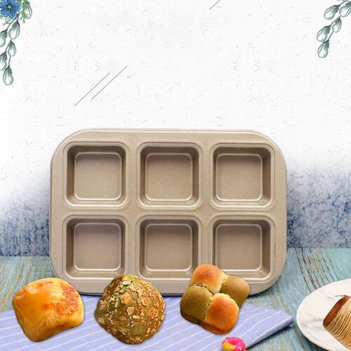 6 Cavity Square Lattice Chocolate Cake Mold Non Stick Carbon
