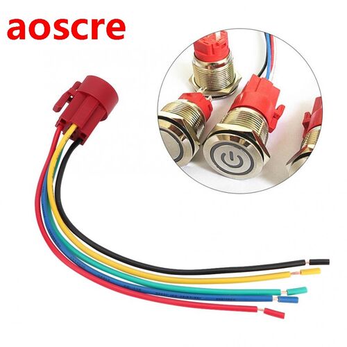 5PCS 5 pin Metal Push Button Switch Wire Socket Connector fo
