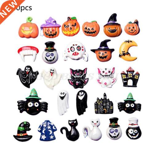 100Pcs Mix Halloween Pumpkin Lantern Ghost Flatback Cabochon