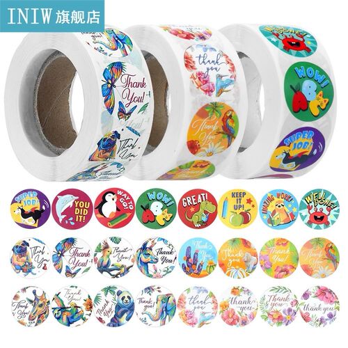 500pcs Gift Sealing Stickers Thank you animal Design Diary S