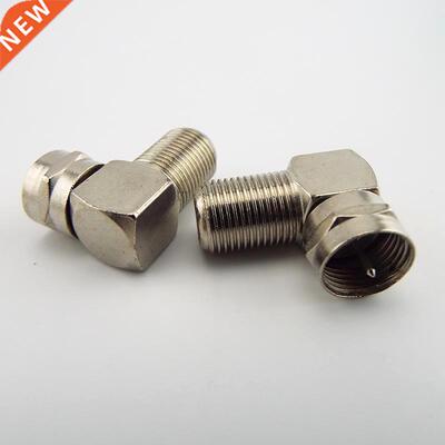 2pcs 90 Degree F-Type Male to Female Plug Connector Socket T