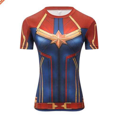 New 3D Printed Comics T-Shirt Women Compression Short Sleeve