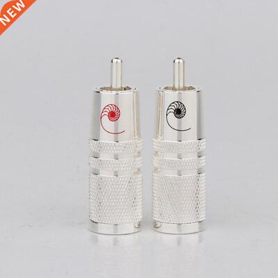 Preffar R1702 4pcs Brass Slver Plated RCA Plug 8mm Cable A