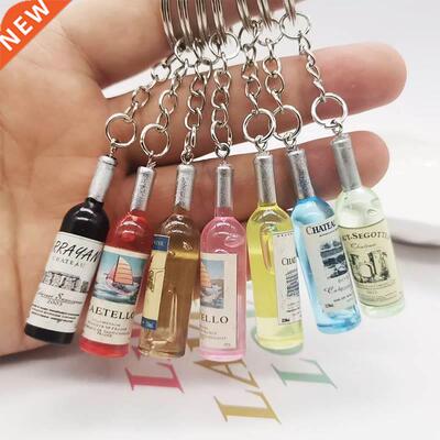 1Pc Acrylic Beer Wine Bottle Keychains Bag Keyring Pendant M