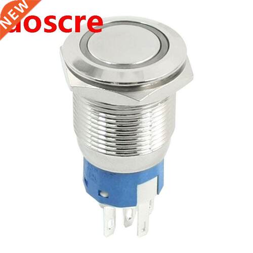 DC12V 3A Green LED Angel Eye SPDT Flat Momentary Metal Push