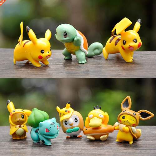 8pcs/set Takara Tomy Pvc Pikachu Action Figure Model Pokemon