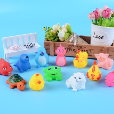 12 Pcs Cute Animals Swimming Water Toys Colorful Soft Rubber
