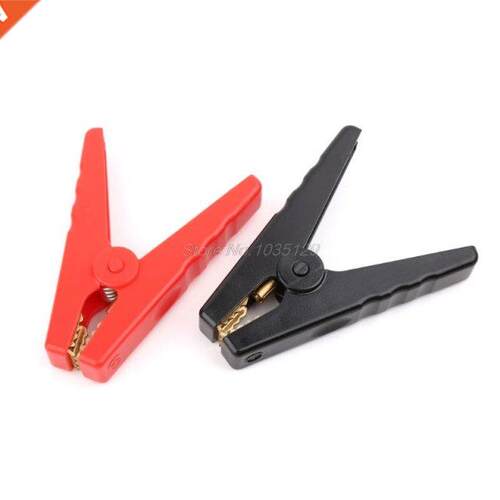 2pcs Copper Insulated Alligator Clips Red Black Testing Clam
