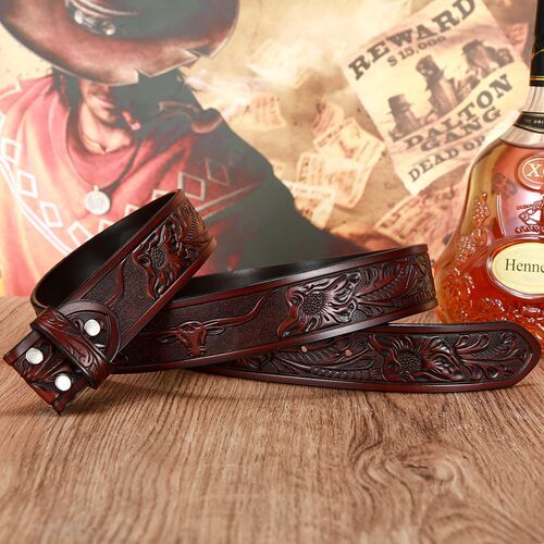 Western cowboy men's leather personality retro pattern repla