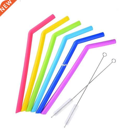 Eco Friendly 6pcs/lot Silicone Drinking Straw Reusable Straw