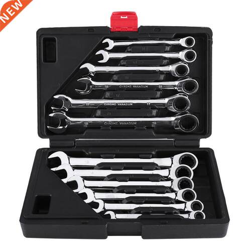 12pcs Fixed Spanners Ratchet Wrenchs Hand Tools Set Kit 8-19