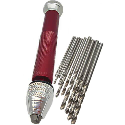 Mini With Chuck + 10pcs Hss Twist Drill Bits Rotary Spiral 0