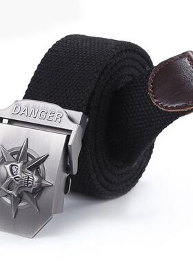 New Wide Skull Belt Men Metal Buckle Strap Belt Brand Tact