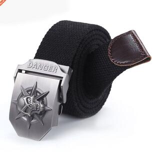 New Metal Brand Tact Men Strap Belt Skull Wide Buckle