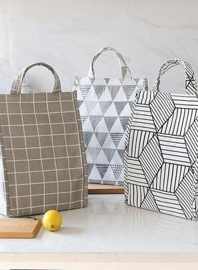 Portable Grid Insulated Lunch Picnic Tote Cooler Bag Bento B