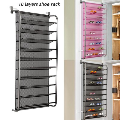 36 Pair Over Door Hanging Shoe Rack 10 Tier Shoes Organizer