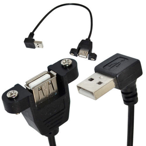 25cm USB 2.0 A female panel mount to USB A male Down angle p
