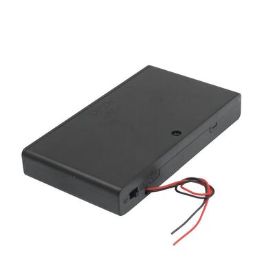 Two Wire Leads ON/OFF Switch Black 8 x 1.5V AA Battery Case