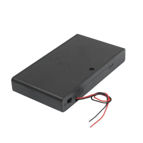 Two Wire Leads ON/OFF Switch Black 8 x 1.5V AA Battery Case