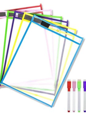 Reusable Dry Erase Pockets, 6 Pack Reusable Dry Erase Sleeve