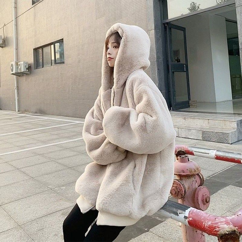 Fleece Jacket Winter Coat for Women Loose Women's Artificial图片